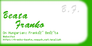 beata franko business card
