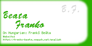 beata franko business card